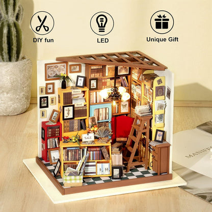 Rolife Miniatur Puppenhaus DIY Holz Bibliothek Modell
