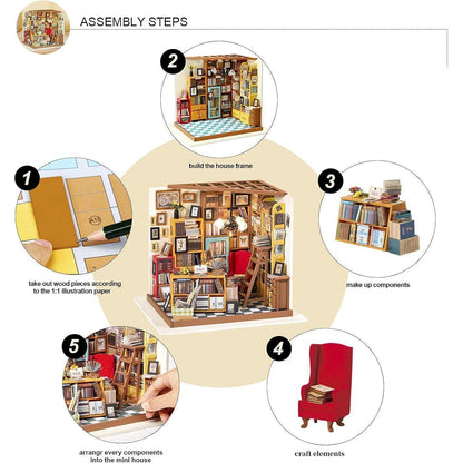 Rolife Miniatur Puppenhaus DIY Holz Bibliothek Modell