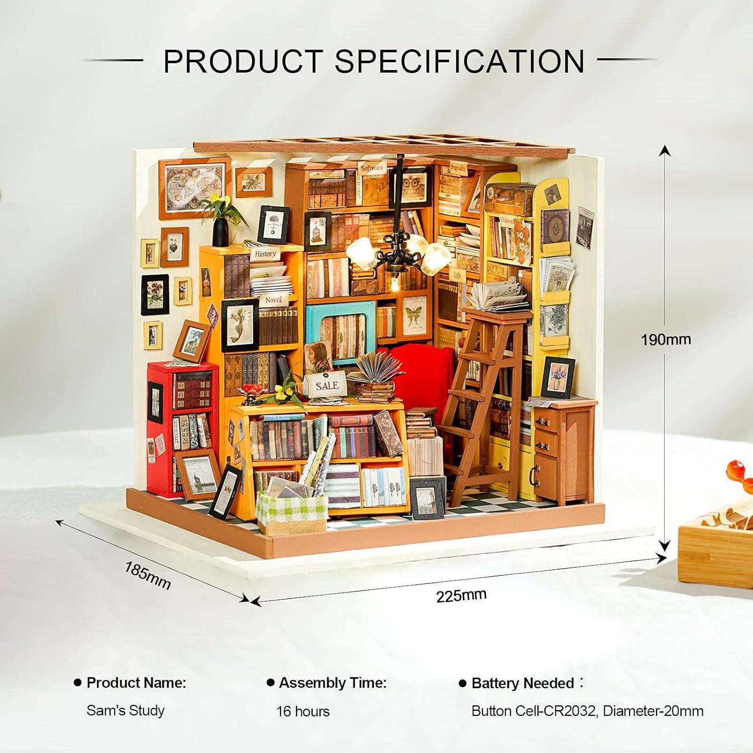 Miniatur Puppenhaus Kit DIY Holz Bibliothek Modell Mädchen Jungen Kinder