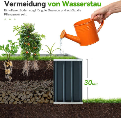 Hochbeet Metall 174x90x30cm Pflanzkübel Blumenkasten Verzinkter Stahl