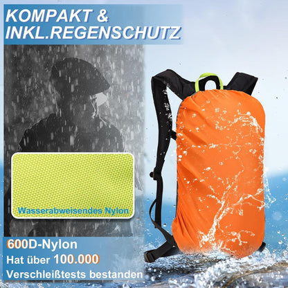 Fahrradrucksack 6L Grün mit Regenschutz & Reflektoren