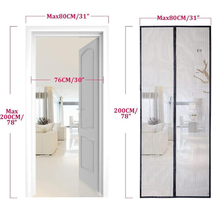 Fliegengitter Tür Magnet Insektenschutz 80x200cm Schwarz