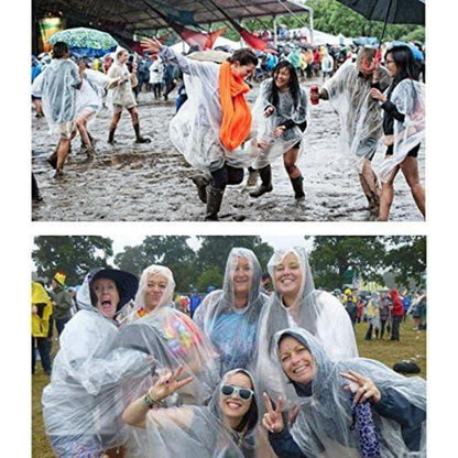 5er Packung Transparenter Regenponcho mit Kapuze für Damen