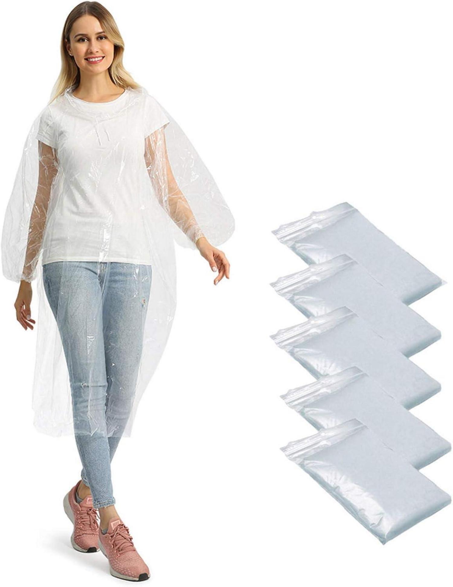 Transparente Regenponchos 5/10/20 Stück Wasserdicht mit Kapuze