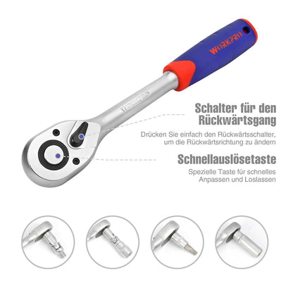WORKPRO Steckschlüsselsatz 108-teilig Knarrenkasten Ratschenkasten Auto