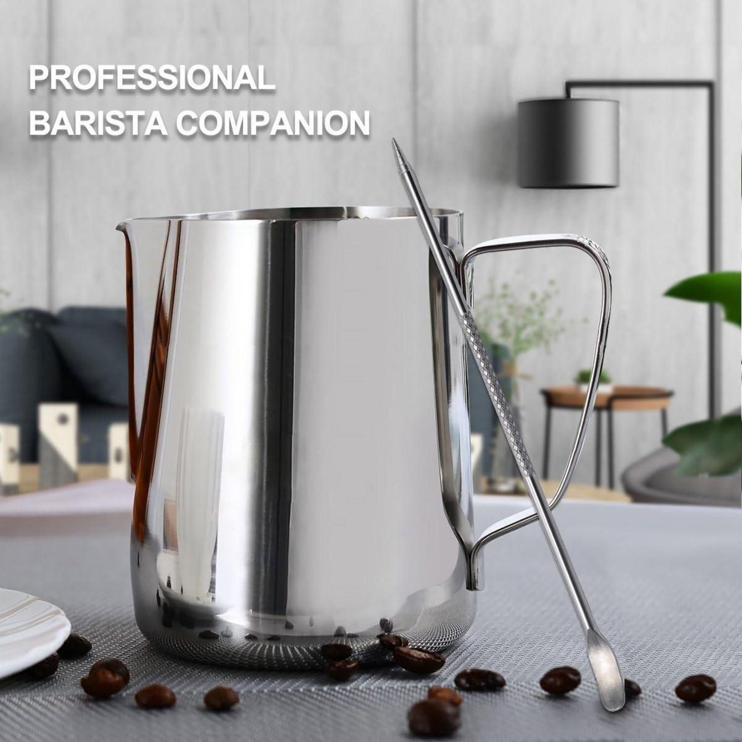 Milchkännchen Edelstahl 600ml Latte Art Krug Silber