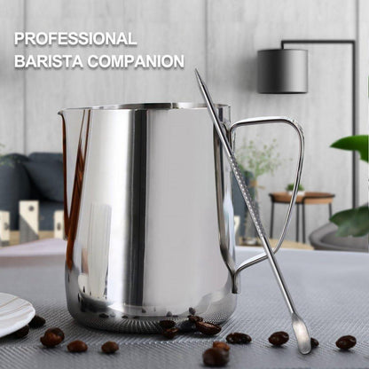 Milchkännchen Edelstahl 600ml Latte Art Krug Silber