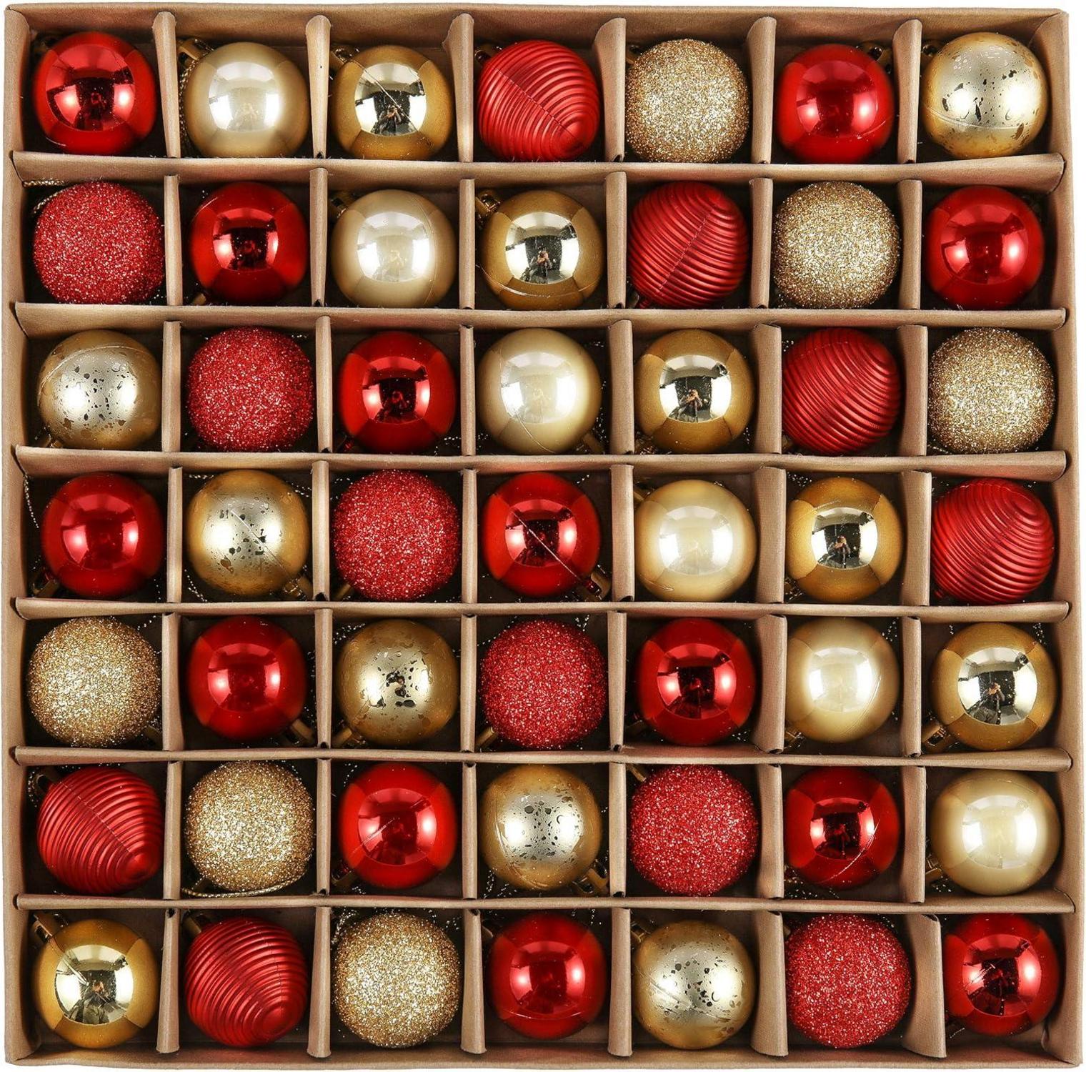 Christbaumkugeln Weihnachtsschmuck 49-teilig Rot Gold Glänzend