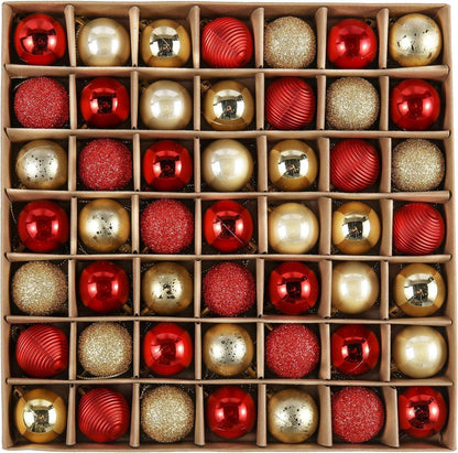 Christbaumkugeln Weihnachtsschmuck 49-teilig Rot Gold Glänzend