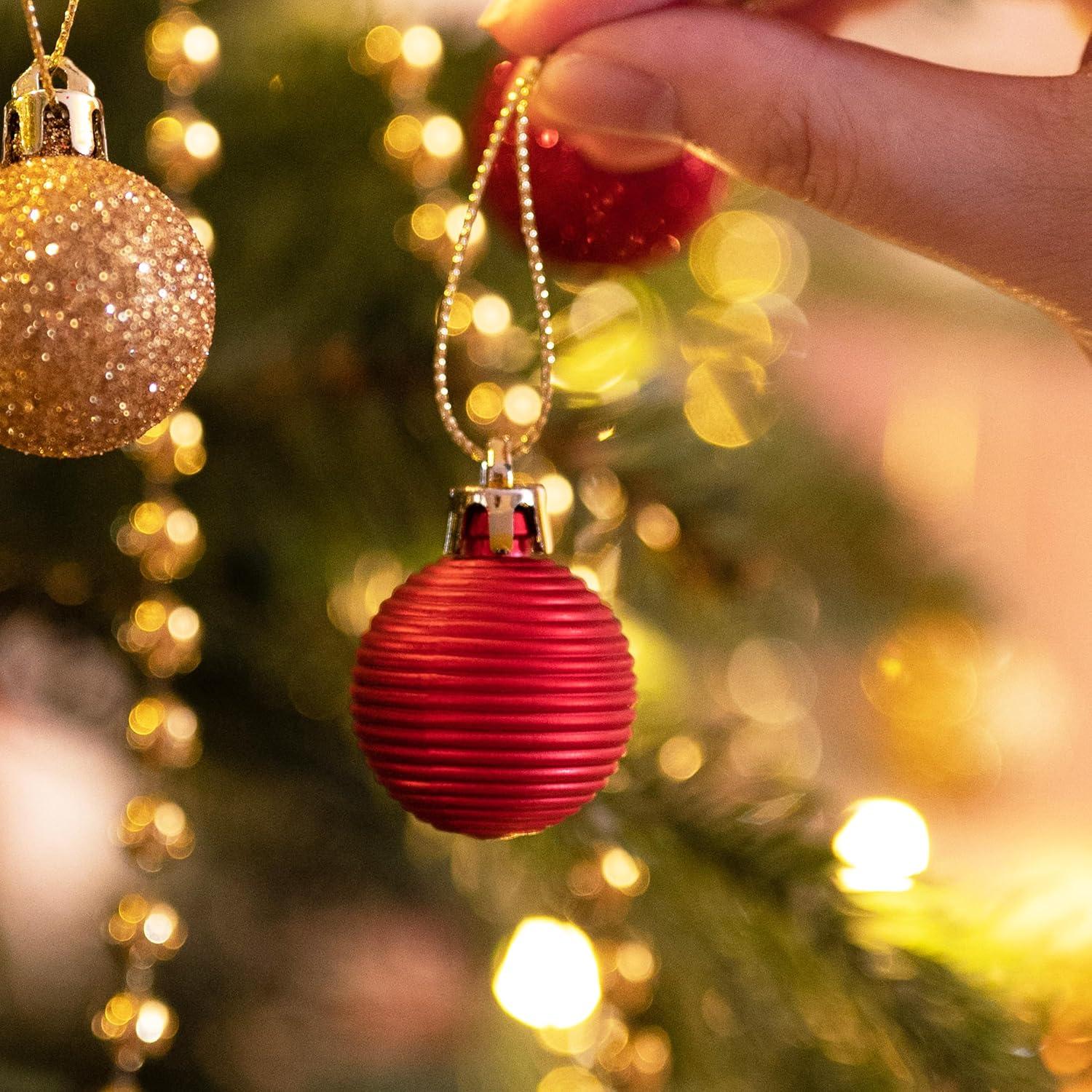 49x Weihnachtskugeln Christbaumschmuck 3CM Rot Gold Glänzend Matt