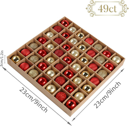 Weihnachtskugeln 49 Stücke 3CM Kunststoff Christbaumkugeln Rot Gold