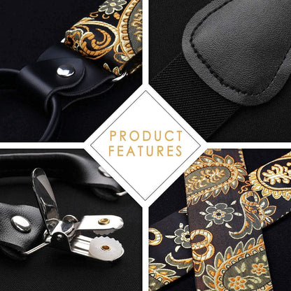 HISDERN Hosenträger Herren Set breit Fliege