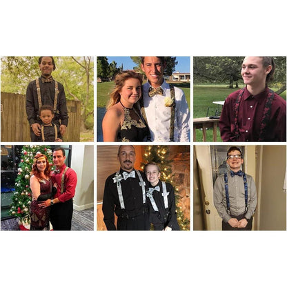 HISDERN Hosenträger Herren Set breit Fliege