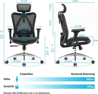Ergonomischer Bürostuhl mit verstellbaren Armlehnen