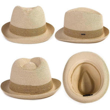 Herren Strohhut Trilby Panama Faltbar Sonnenschutz Fedora