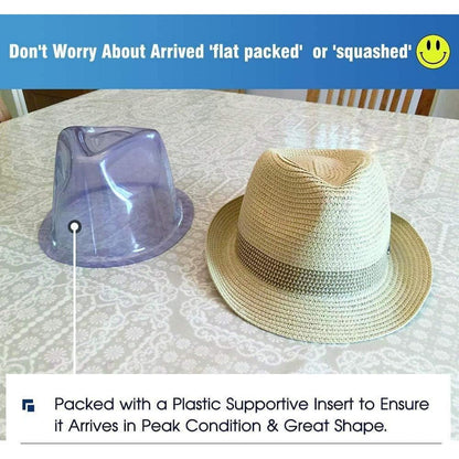 Herren Strohhut Trilby Panama Faltbar Sonnenschutz Fedora