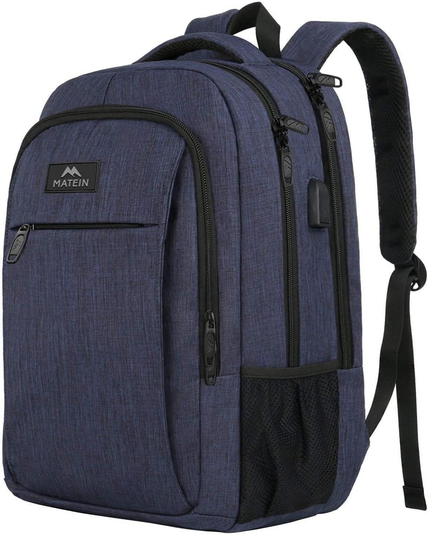 Rucksack 15,6 Zoll Laptop Notebook mit USB Ladeanschluss Blau
