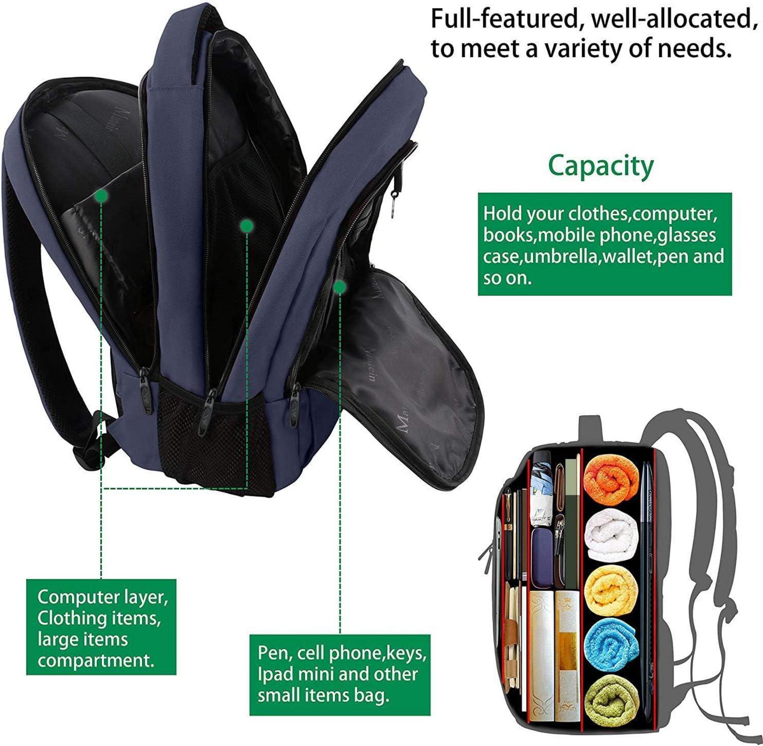 Rucksack 15,6 Zoll Laptop Notebook mit USB Ladeanschluss Blau