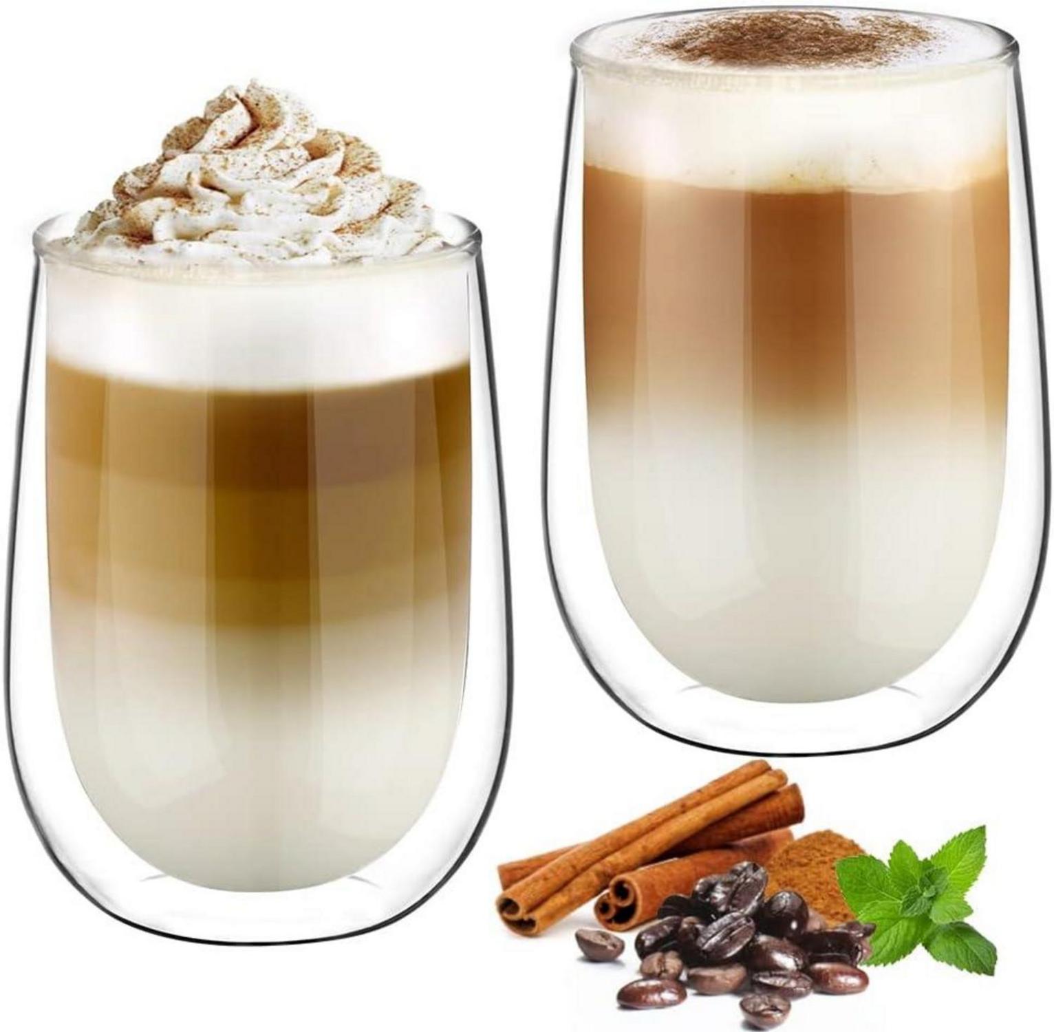 Doppelwandige Latte Macchiato Gläser Set Borosilikatglas 350ml