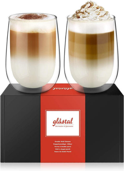 Doppelwandige Latte Macchiato Gläser Set 350ml Borosilikatglas 2er Set Kaffeeglas Teegläser