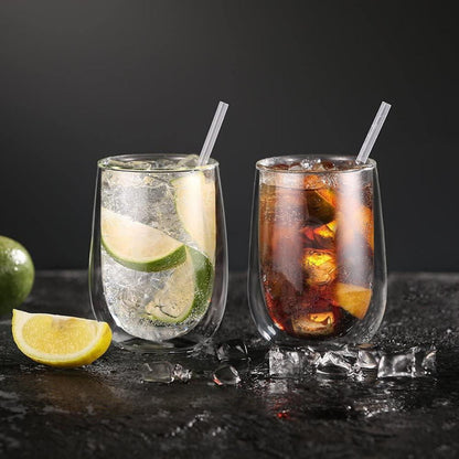 Doppelwandige Latte Macchiato Gläser Set 350ml Borosilikatglas 2er Set Kaffeeglas Teegläser