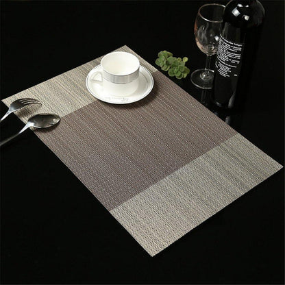 6er Set Platzsets 30x45cm PVC Gestreift Kaffee Hitzebeständig Abwaschbar