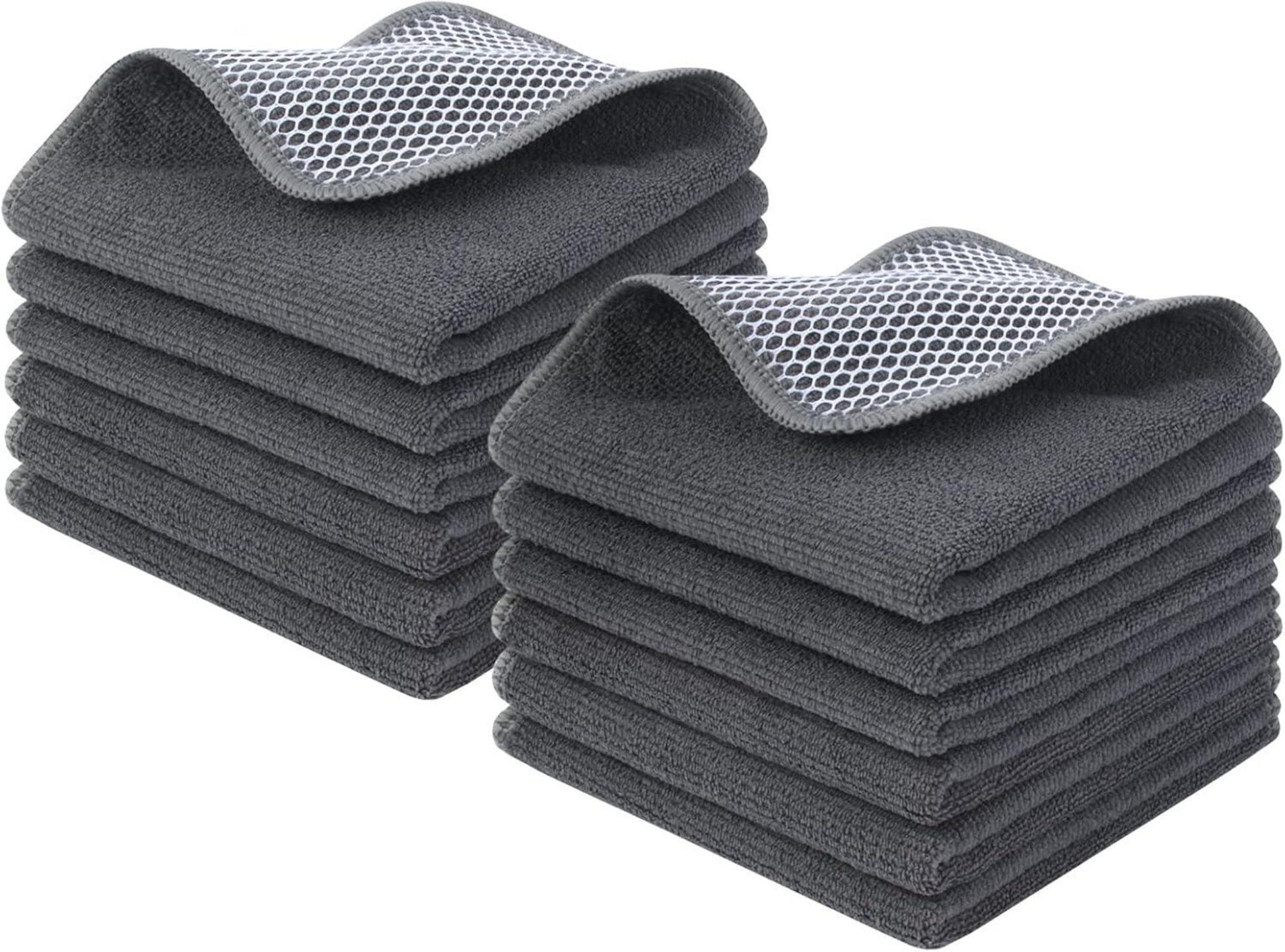 Mikrofasertücher 12er Set Grau 30x30cm für Küche, Auto, Haushalt