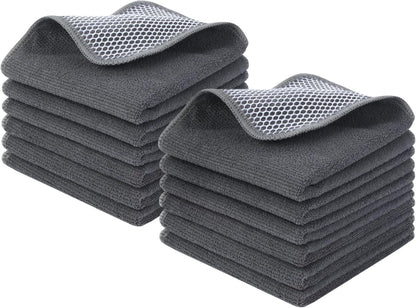 Mikrofasertücher 12er Set Grau 30x30cm für Küche, Auto, Haushalt