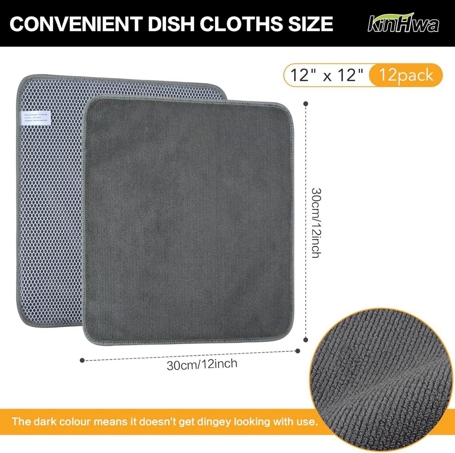 Mikrofasertücher 12er Set Grau 30x30cm für Küche, Auto, Haushalt