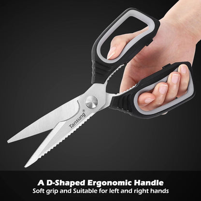 Professionelle Multifunktions-Küchenschere mit Mikrozahnung 22.8cm - Ergonomischer Kunststoffgriff, Spülmaschinenfest