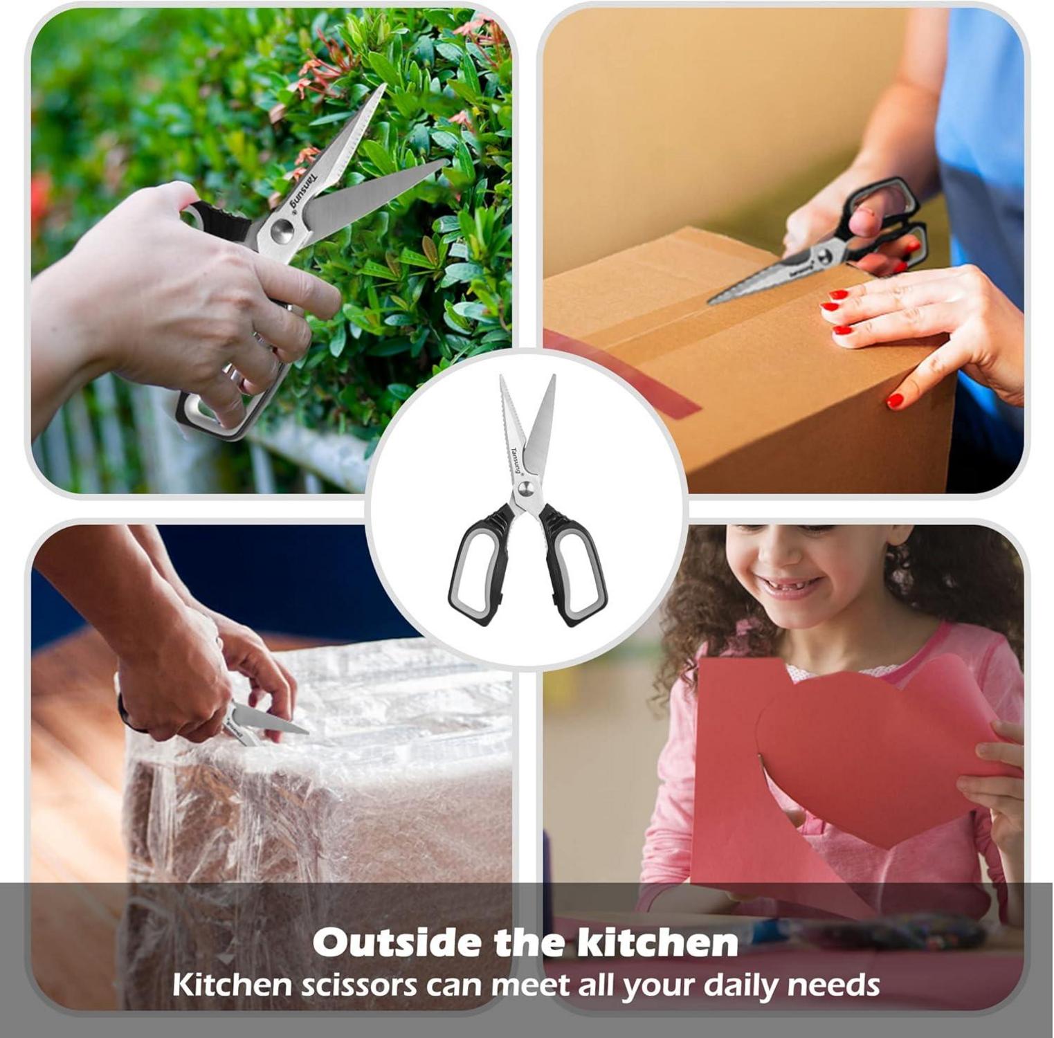 Professionelle Multifunktions-Küchenschere mit Mikrozahnung 22.8cm - Ergonomischer Kunststoffgriff, Spülmaschinenfest