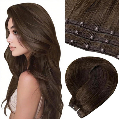 Remy Echthaar Micro Weft Tressen Braun 50g 12 Zoll