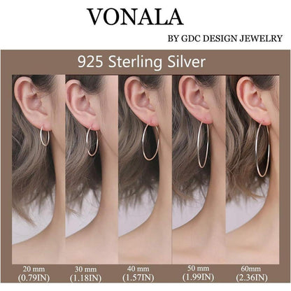 Damen Vintage Sterling Silber Creolen Ohrringe 20-60mm