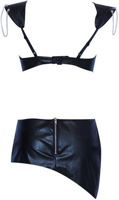 Boowhol Lacklederanzug Cheerleader Stangentanzkostüm Club Dessous XL EU