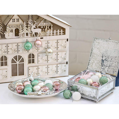 Weihnachtskugeln Set 49 Stück Christbaumschmuck Rosa Grün