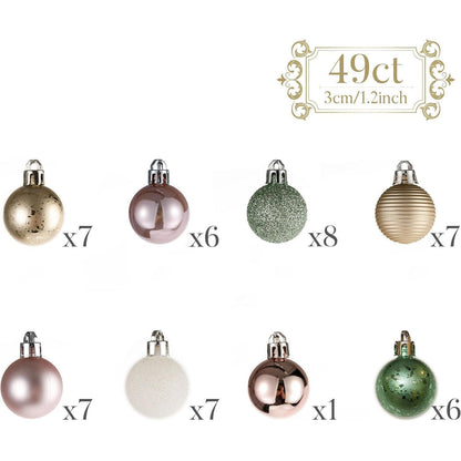 Weihnachtskugeln Set 49 Stück Christbaumschmuck Rosa Grün