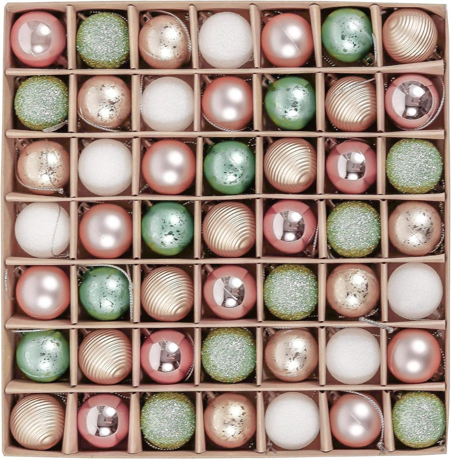 Christbaumkugeln Weihnachtskugel Thema Rosa Grün Gold 49 Stück