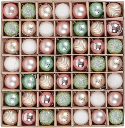 Christbaumkugeln Weihnachtskugel Thema Rosa Grün Gold 49 Stück