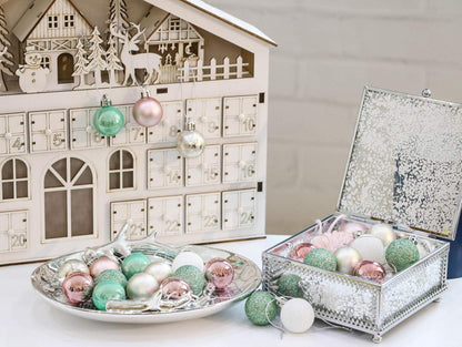 Christbaumkugeln Weihnachtskugel Thema Rosa Grün Gold 49 Stück
