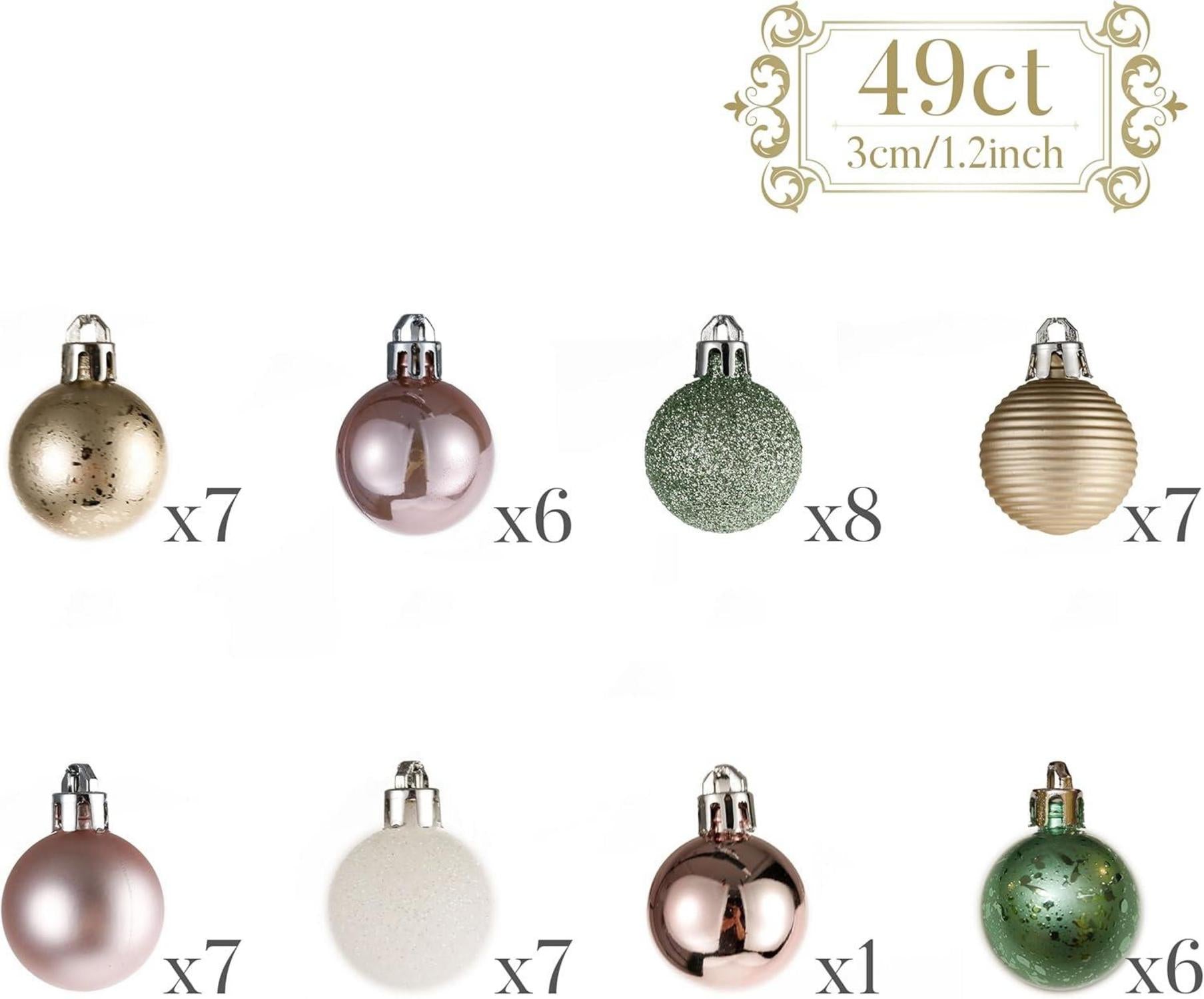 Weihnachtskugeln 49er Set Christbaumkugeln Rosa Grün Gold