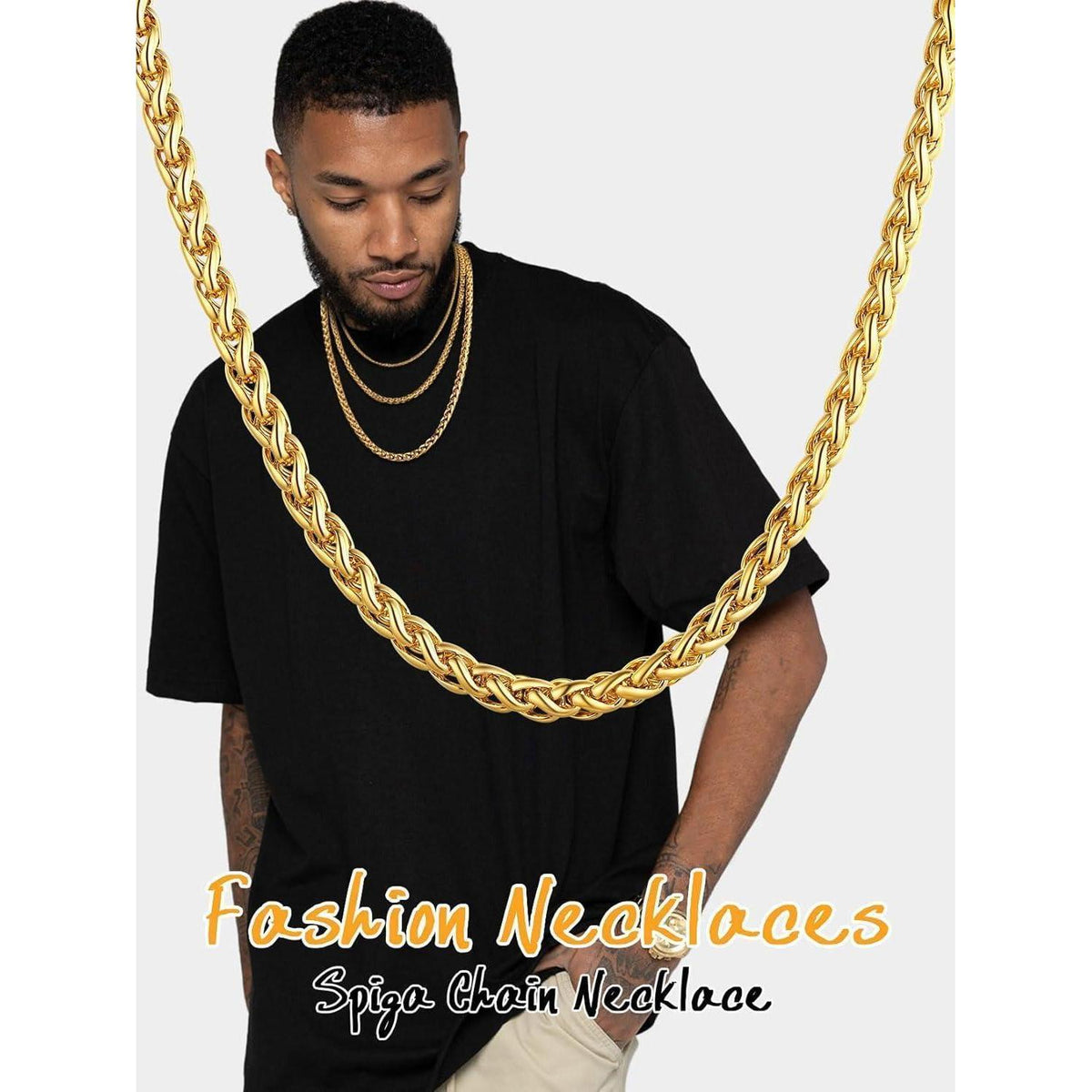 Edelstahl Weizenkette vergoldet 3mm 46cm Gold
