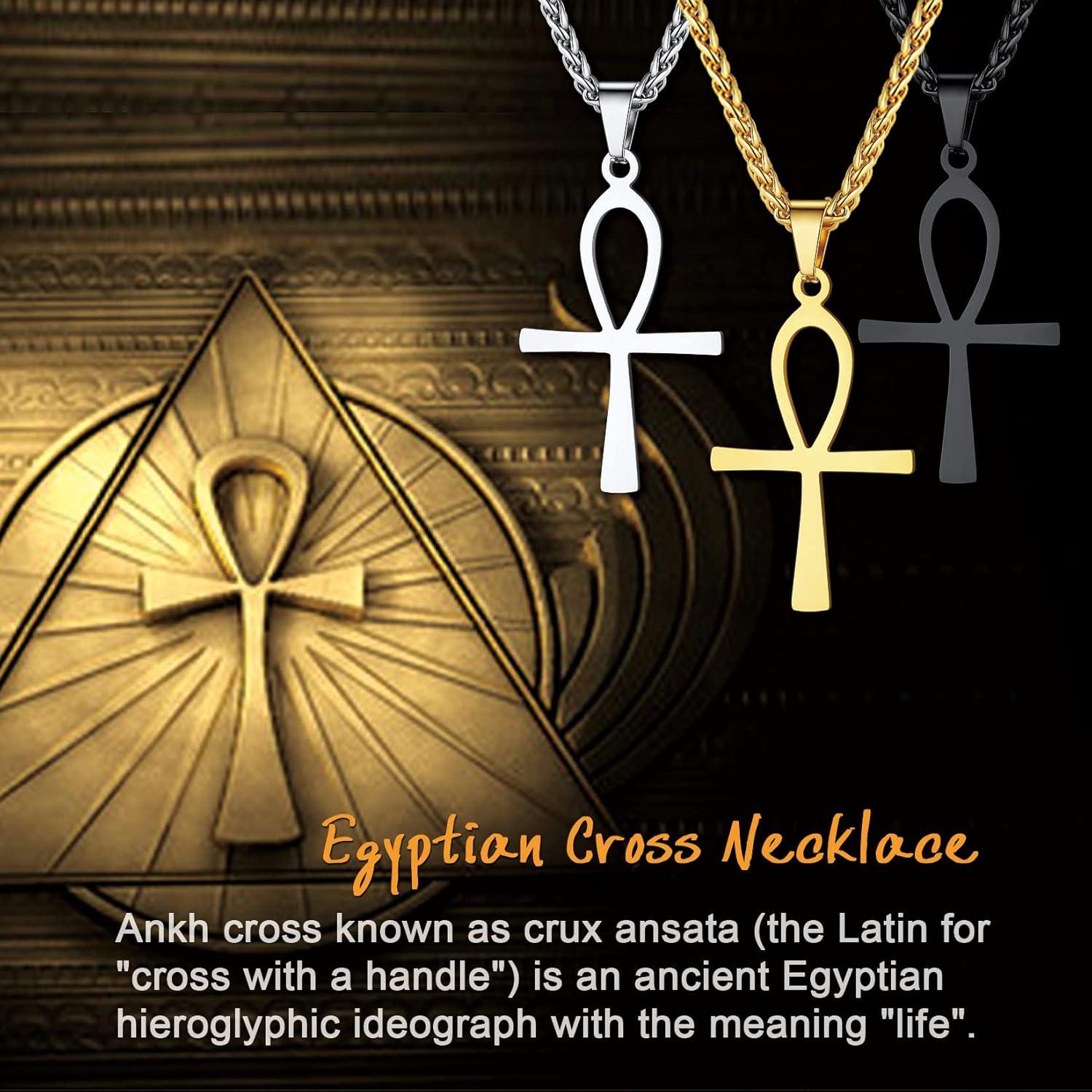 U7 Ankh Kette Ägyptisches Zeichen Anhänger Halskette Edelstahl vergoldet