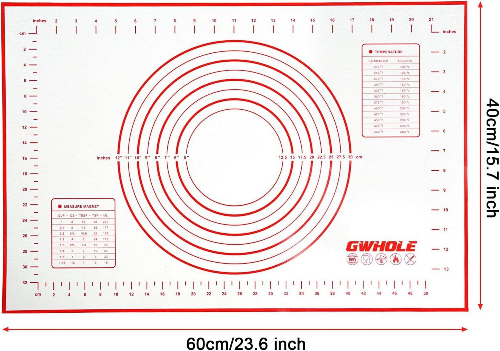 Silikonmatte Backmatte 60x40 cm Antihaft Rutschfest