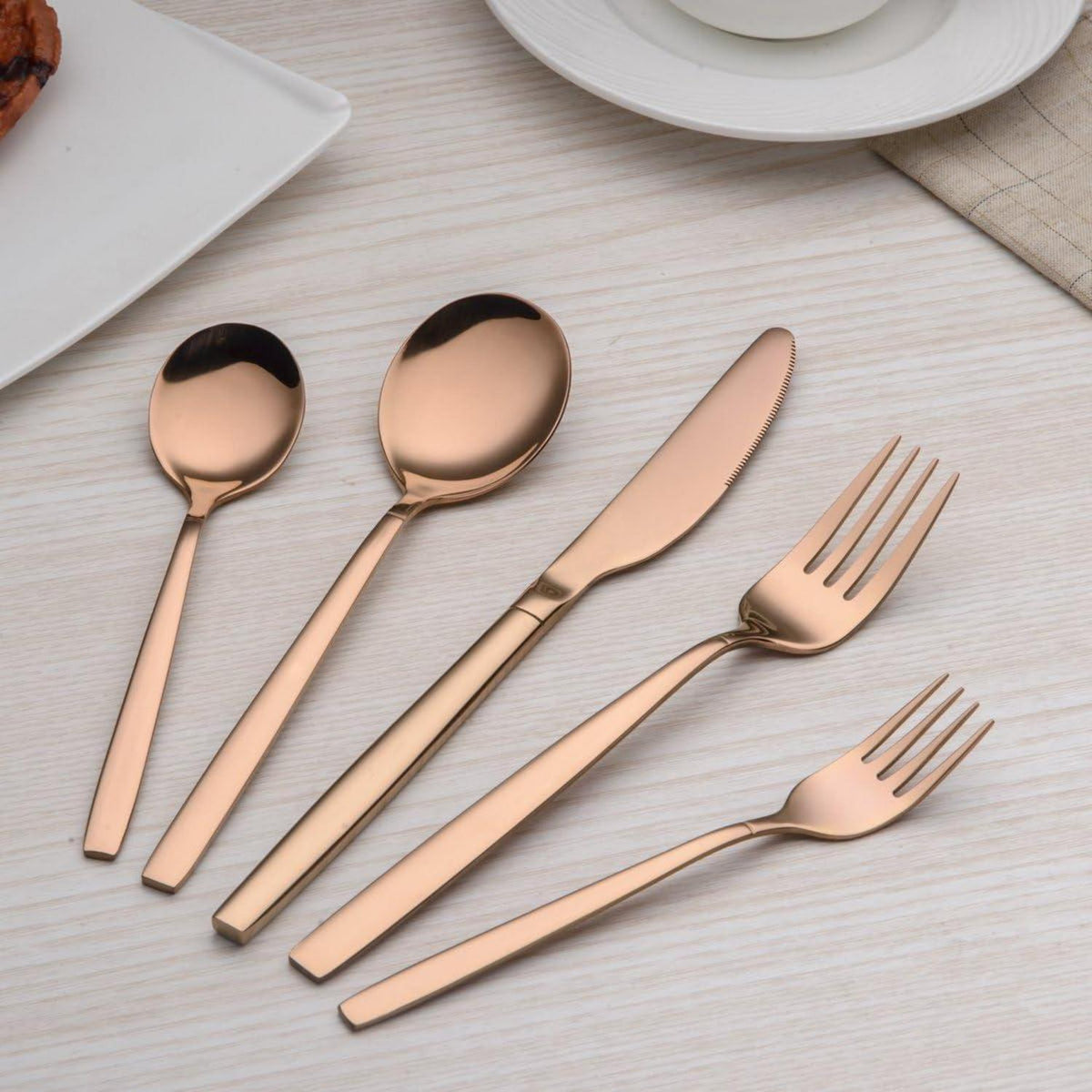 30-teiliges Besteckset Roségold, Service für 6 Personen, Edelstahl, spülmaschinenfest
