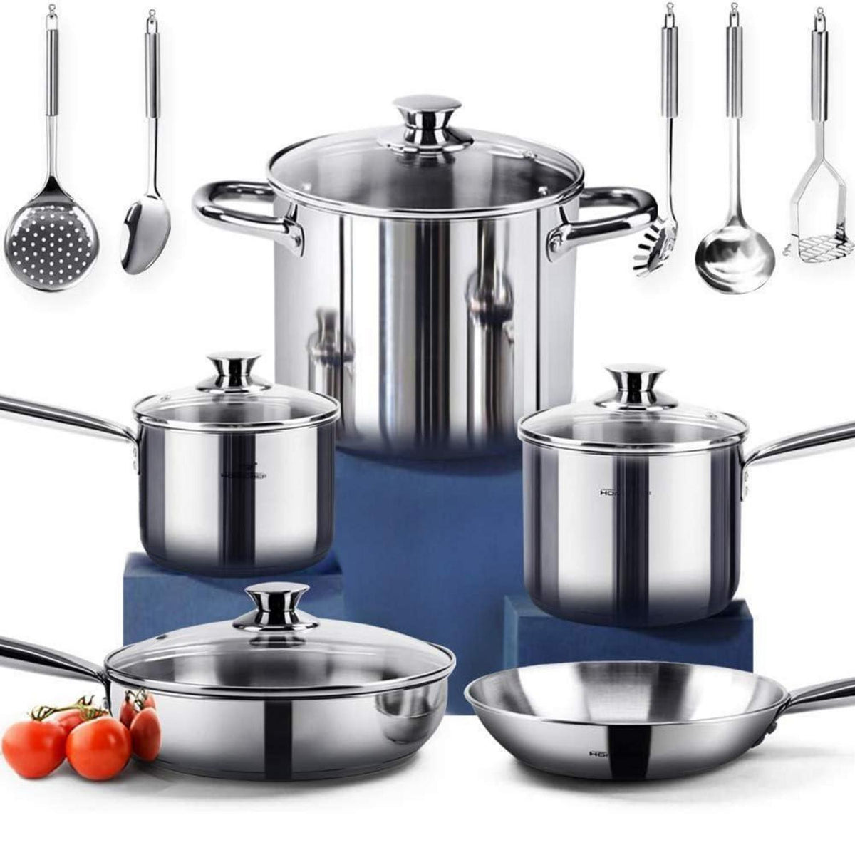 14-teiliges Edelstahl Topfset Induktion – Nickelfrei & Gesund Kochen