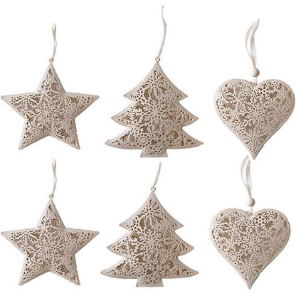 Metall Weihnachtsanhänger 6er Set - Weihnachtsdeko für