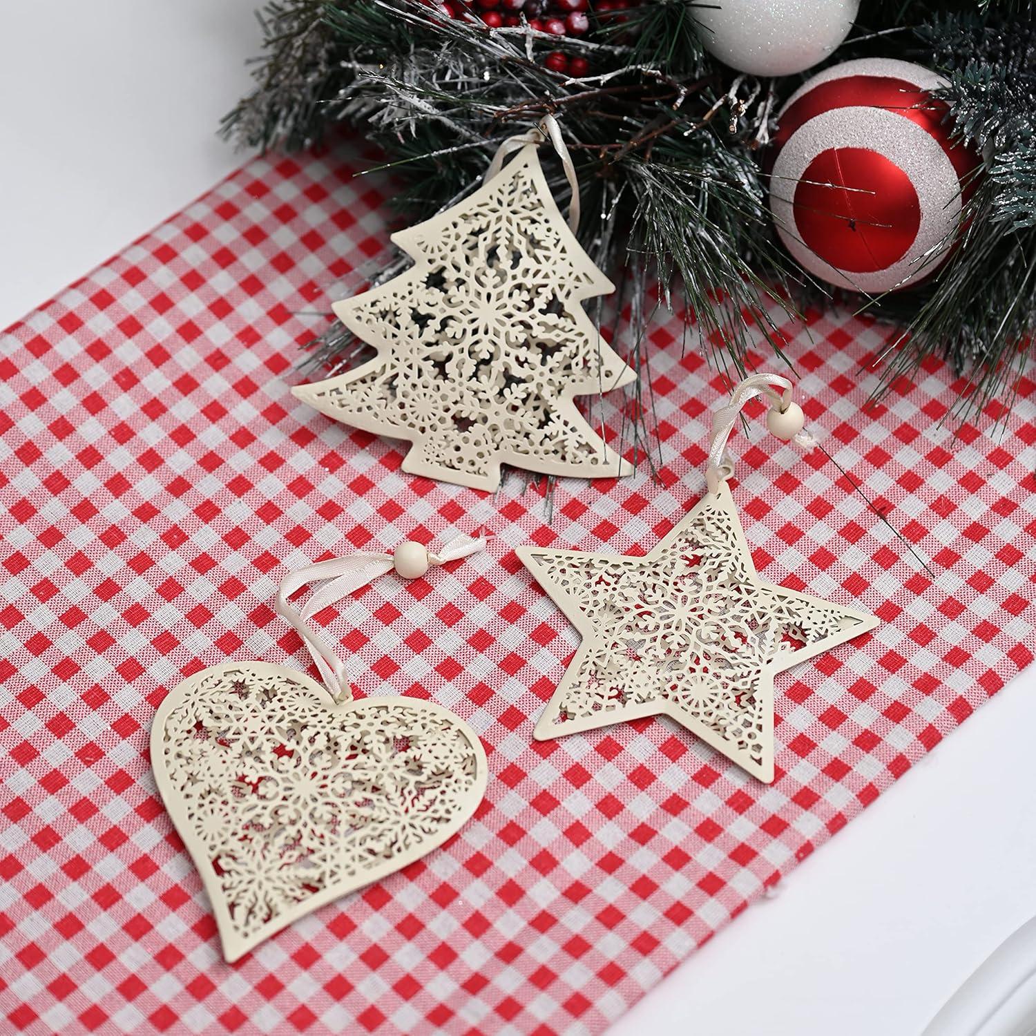 Metall Weihnachtsanhänger Herz Stern Baum Set 6 Stück Valery Madelyn 11-12cm