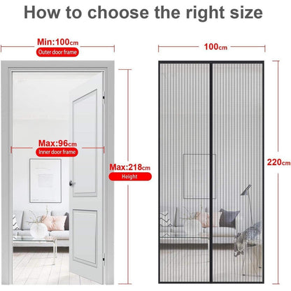 Fliegengitter Tür Magnet 100x220cm Schwarz Insektenschutz