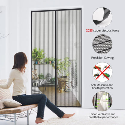 Fliegengitter Tür Magnet Insektenschutz Balkontür 100x220cm Schwarz - Hochwertiger Fliegenvorhang, ohne Bohren