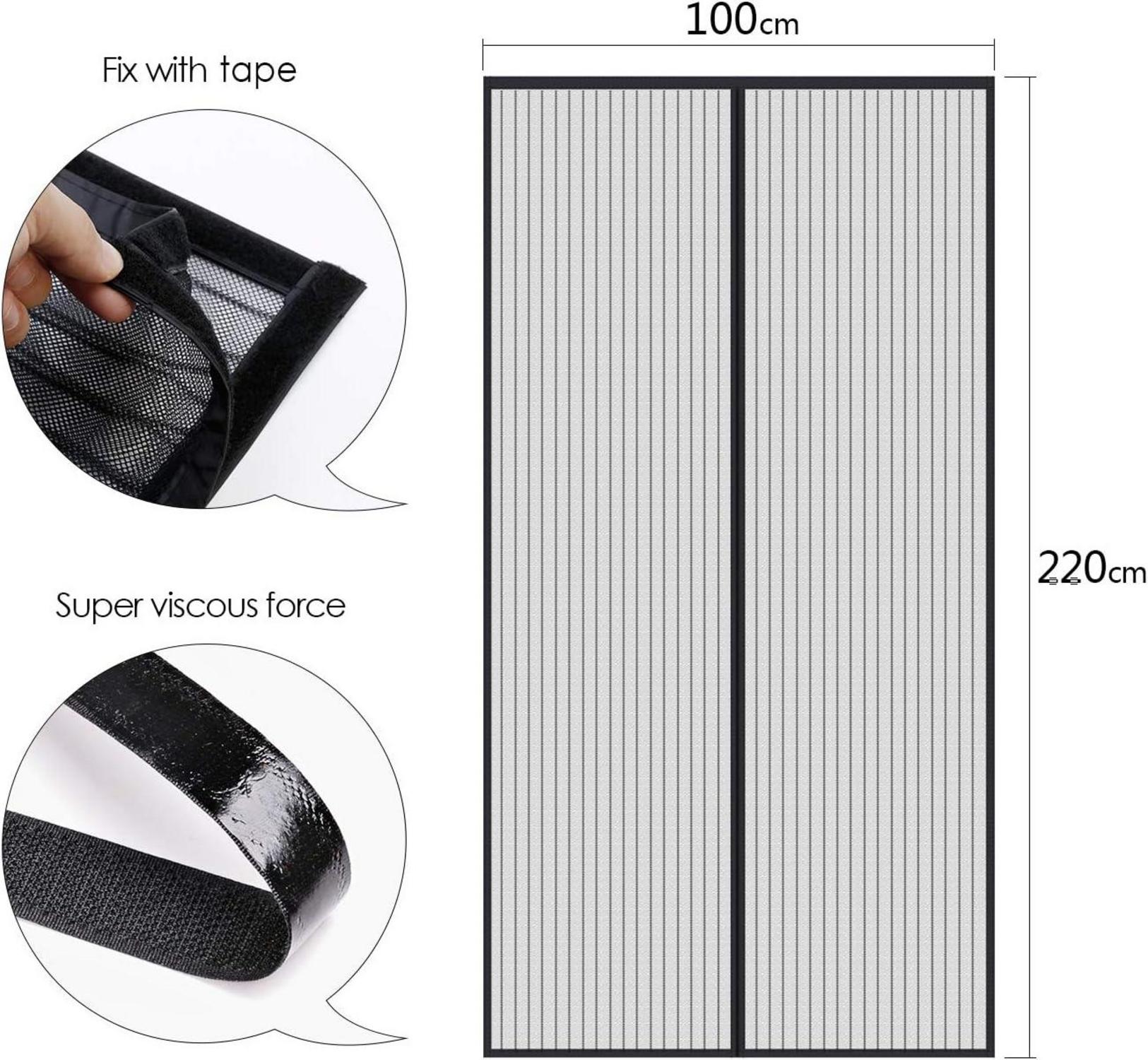Fliegengitter Tür Magnet 100x220cm Schwarz Stärker als Normales ohne